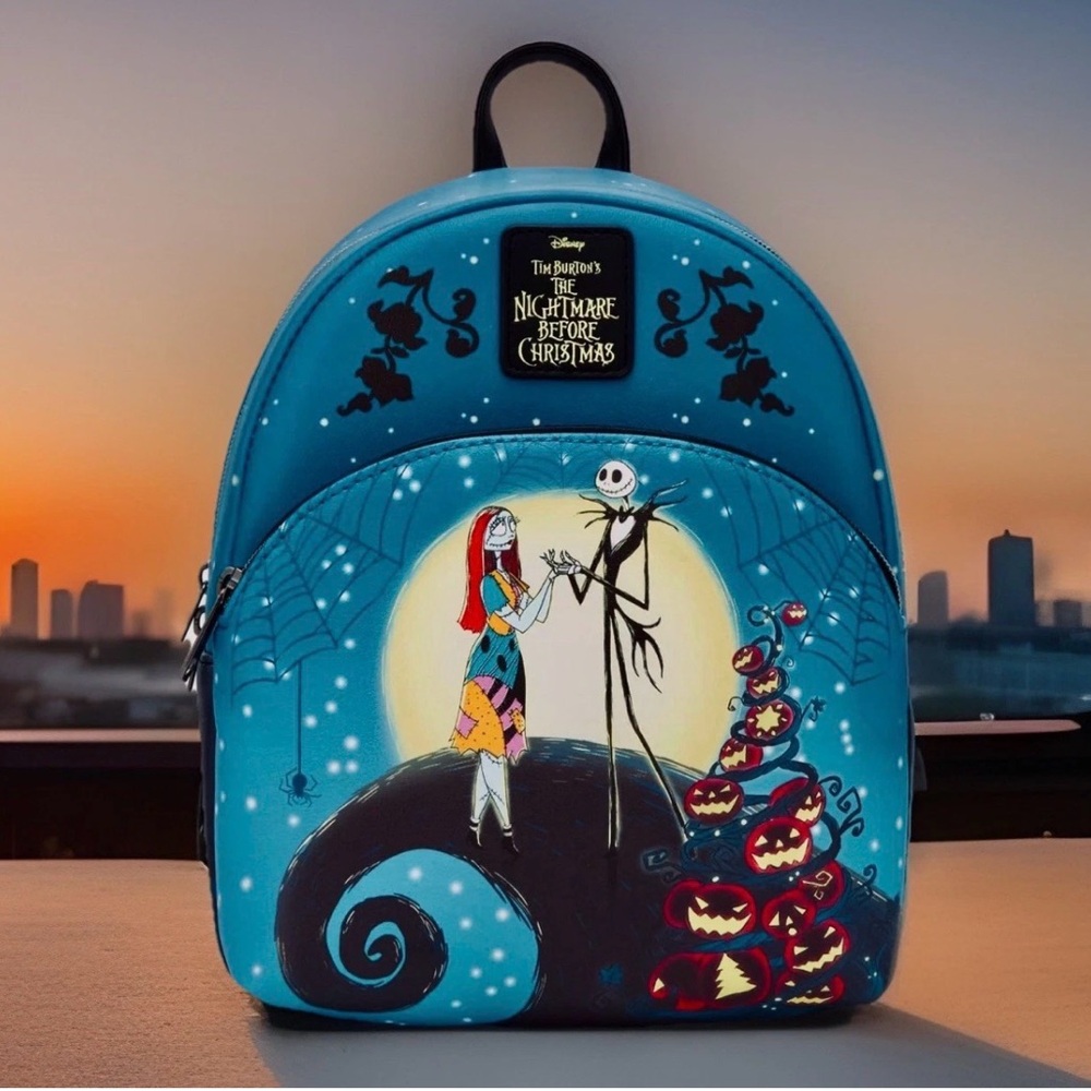 NEW Jack & Sally Loungefly The Nightmare Before Christmas Spiral Hill Backpack